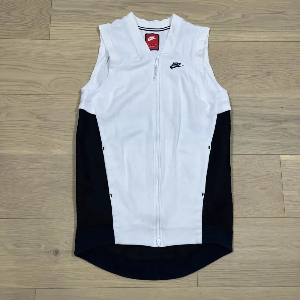 Nike Sweater Womens Medium White Vest Tech Fleece Mesh Cocoon Tunic Ladies